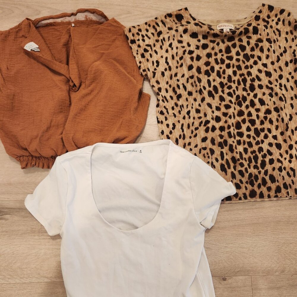 3 Short Sleeve and Cap Sleeve Tops Size M